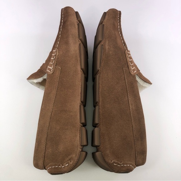 The Men's Store at Bloomingdale's Shearling Slippers Tan/Natural Suede Loafers - Picture 2 of 9